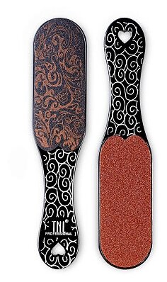 фото Tnl, терка для ног деревянная двухсторонняя (U-11 черная)