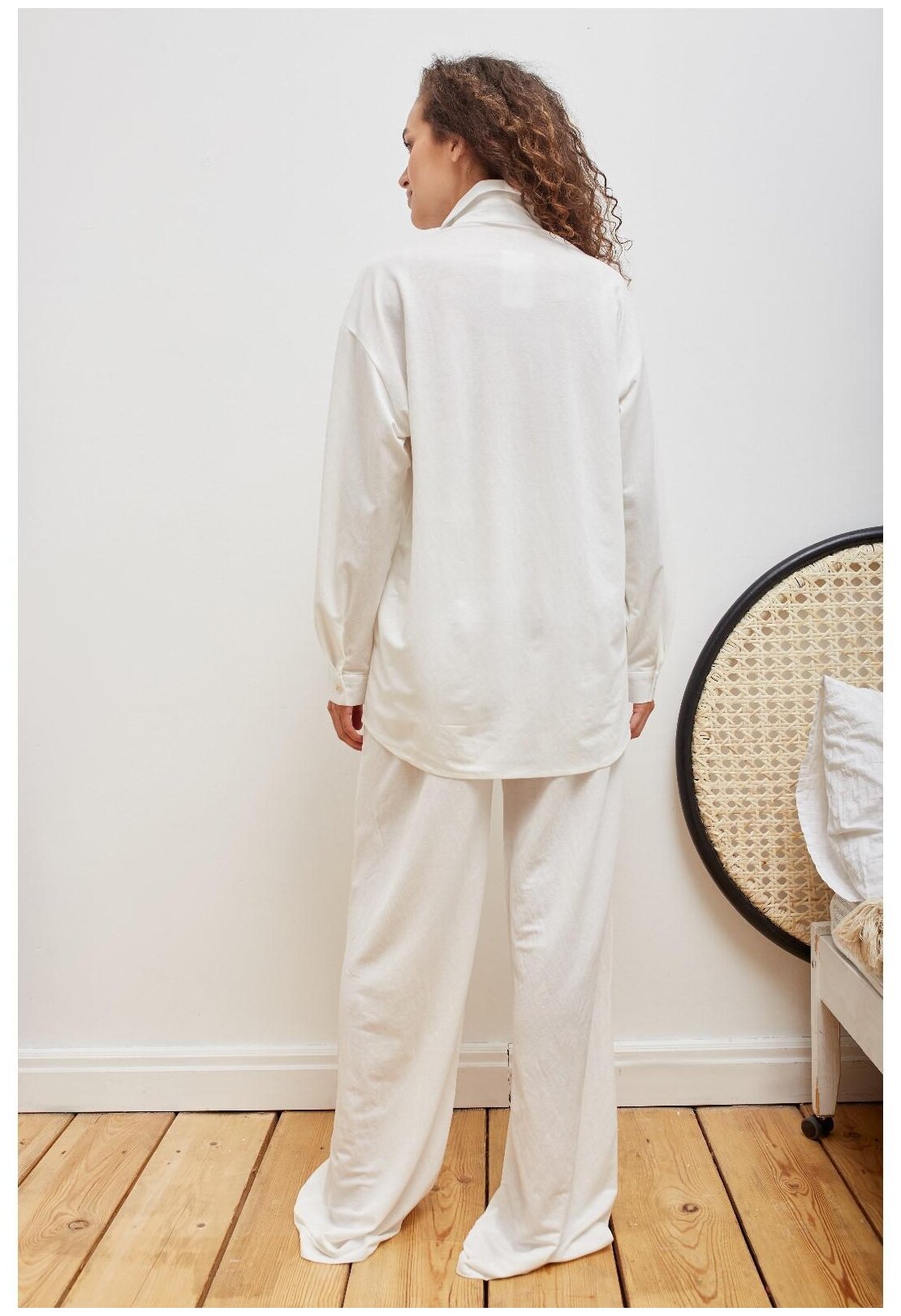 Пижама женская (сорочка, брюки) MINAKU: Home collection цвет белый, р-р 54 6384683 - фотография № 4