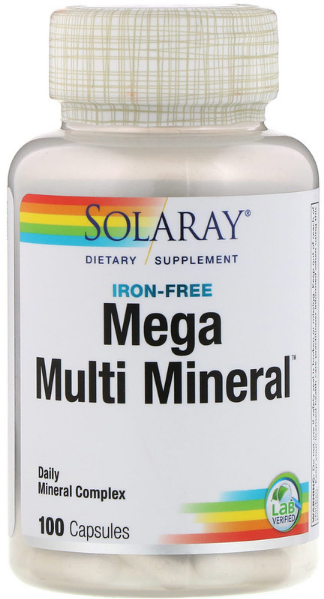 Solaray Mega Multi Mineral Iron free (Мультиминералы без железа) 100 капсул