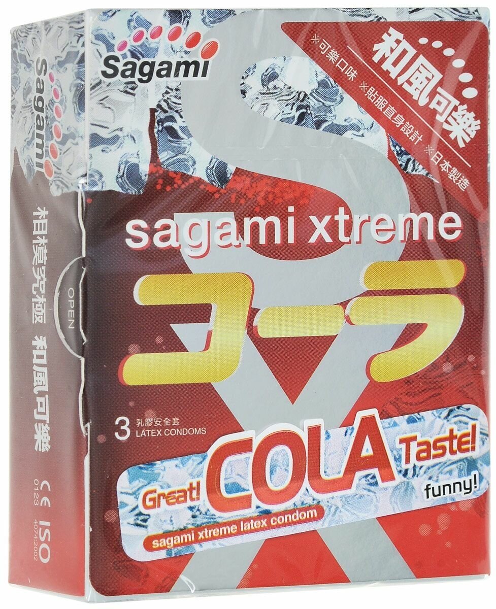 Презервативы с ароматом колы Sagami Xtreme COLA - 3 шт.