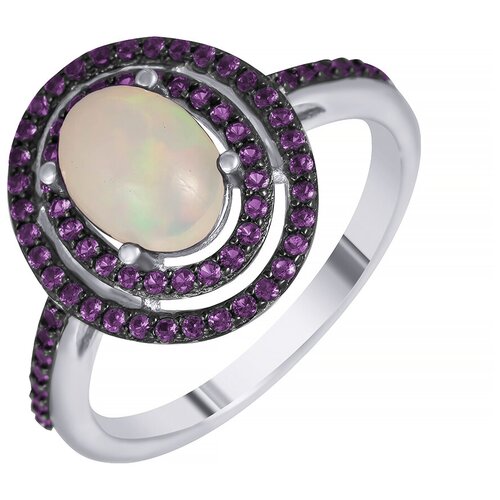 фото Element47 кольцо из серебра 925 пробы с кубическим цирконием и опалами ric13_ko_op_001_wg, размер 17