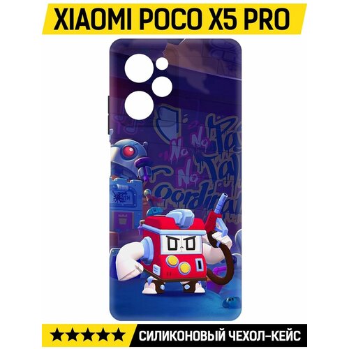 Чехол-накладка Krutoff Soft Case Brawl Stars - V8-БИТ для Xiaomi Poco X5 Pro черный чехол накладка krutoff soft case brawl stars v8 бит для xiaomi poco c65 черный