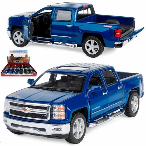 Машинка игрушка детская 1:46 2014 Chevrolet Silverado (Шевроле Сильверадо) инерционная / Синий