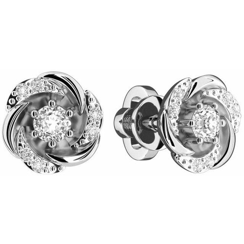 Серьги пусеты Стрекоза серебро 925 проба золочение фианит длина 115 см серебристый 561₽