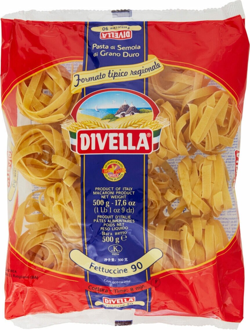 Макароны фетучини Divella Fettuccine №90, 500 г