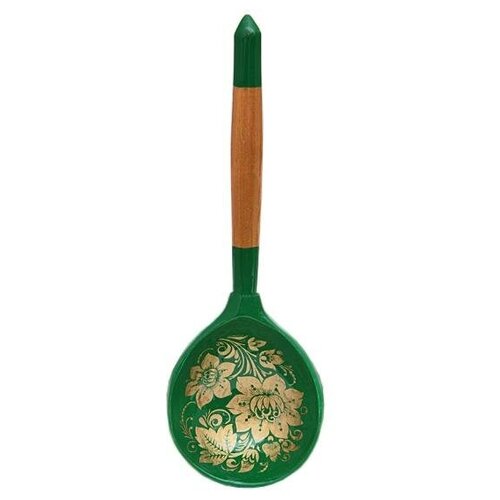 Деревянная ложка Зеленая хохлома