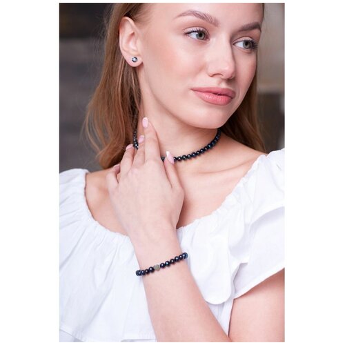 Браслет из жемчуга. Браслет из натурального жемчуга. Черный жемчуг. 17 размер.