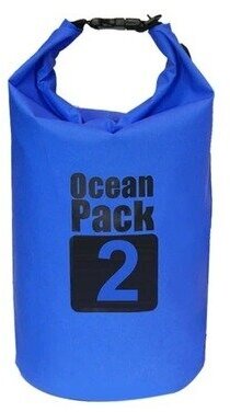 Водонепроницаемый непромокаемый гермомешок рюкзак Ocean Pack 2 литра (синий)