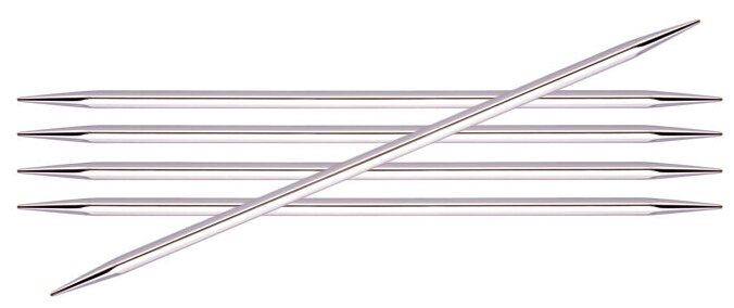 12113 Knit Pro Спицы чулочные для вязания Nova cubics 6мм/15см, никелированная латунь, серебристый, 5шт