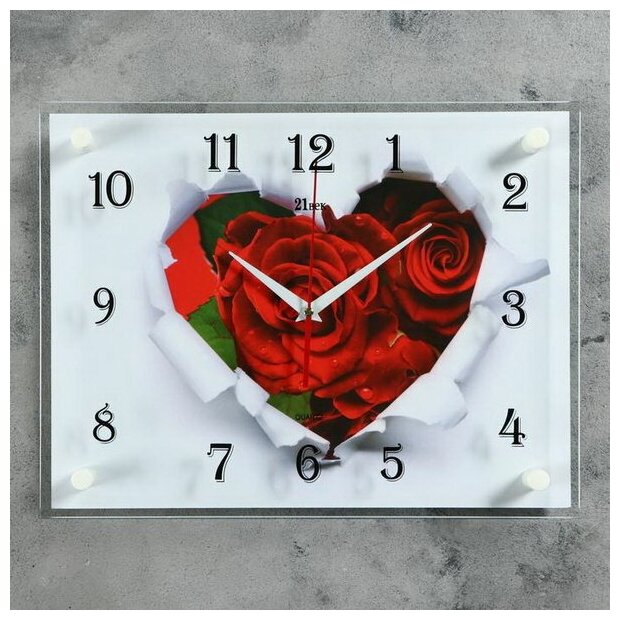 Часы-картина настенные, серия: Цветы, "Розы", 30х40 см