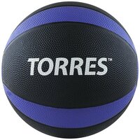 Медбол "TORRES 5 кг", арт. AL00225, резина, диаметр 23,8 см, черно-фиолетово-белый