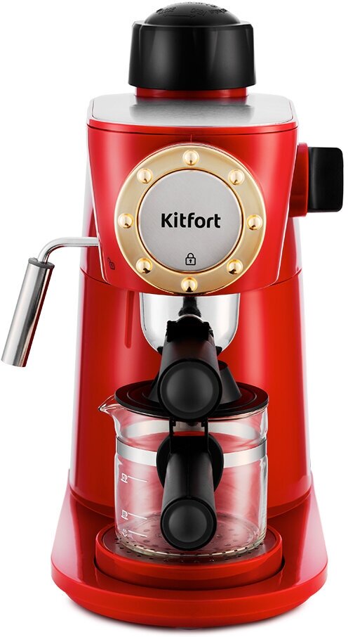 Кофеварка KITFORT , эспрессо, красный / черный - фото №8