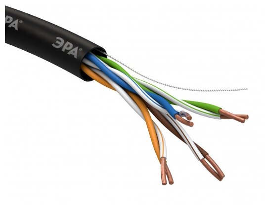 Кабель информационный U/UTP AWG Cat5e CU PE OUTDOOR ЭРА 8x0.2 мм², 305 м - фотография № 1