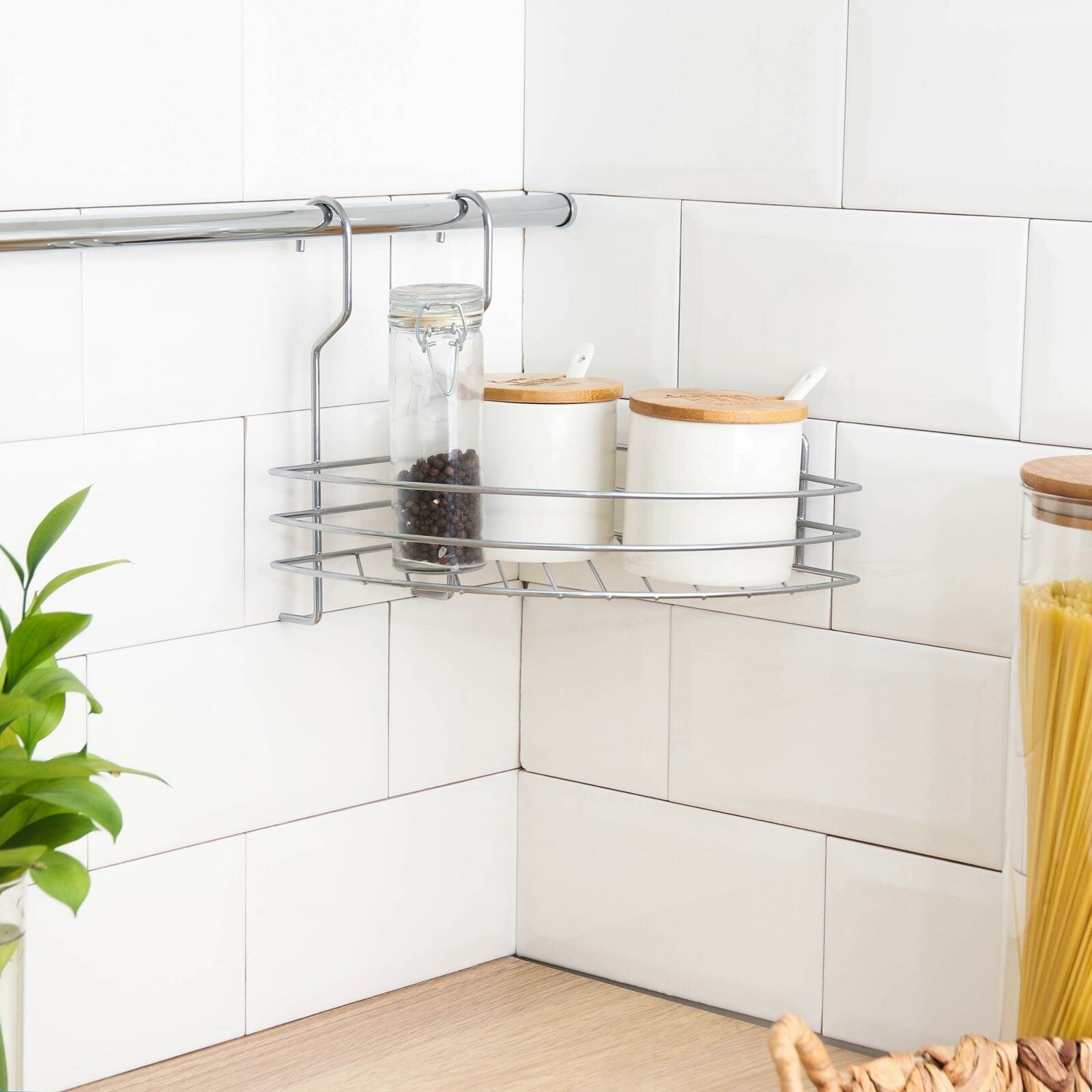 Полка для рейлинга угловая, 1 ярус, 20×21×27.5 см, d=25 мм