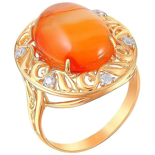 фото Эстет кольцо с амазонитом и фианитом из серебра с позолотой с15к451461п, размер 19.5