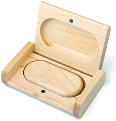 Флешка деревянная BambooWood "Овальная" из клена 32GB в подарочной коробке
