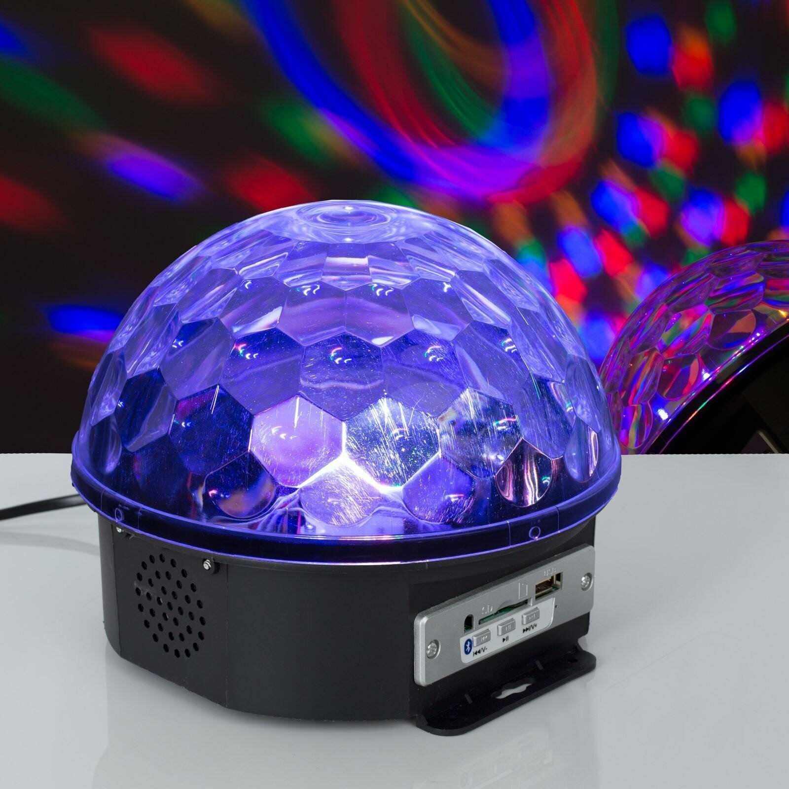 Световой прибор «Хрустальный шар» 17.5 см, динамик, свечение мульти, 220 В диско шар блютуз