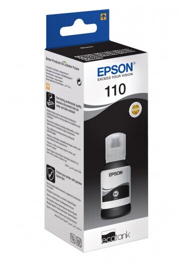 Чернила Epson 110 (C13T03P14A), черный, оригинальные для Epson M1100/1120/1140/1180/2140/3140/3170/3180/1170/2170