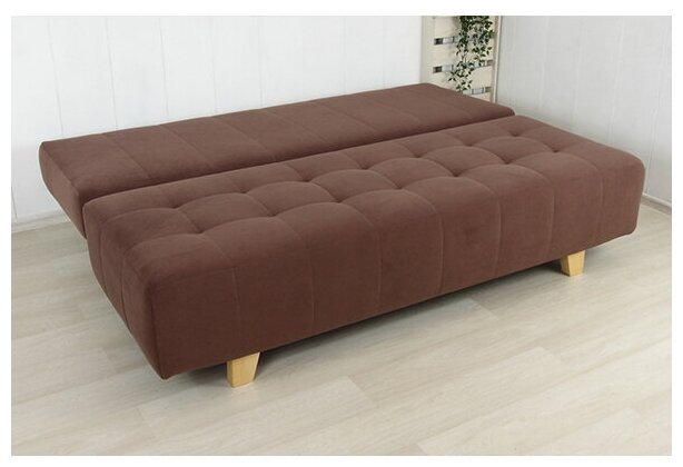 Диван-кровать Кори, глубина дивана 95 см, прямой, ткань велюр, 200х95х87 см, со спальным местом 200х150 см, коричневый