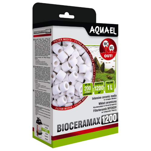 фото Наполнитель для аквариумных фильтров aquael bioceramax 1200 (1 л) (стеклокерамика, кольца, 1200 м²/л)