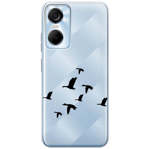 Силиконовый чехол на Tecno Pop 6 Pro, Техно Поп 6 Про с 3D принтом Flock of Ducks прозрачный чехол книжка на tecno pop 6 pro техно поп 6 про с 3d принтом amazing callas золотой