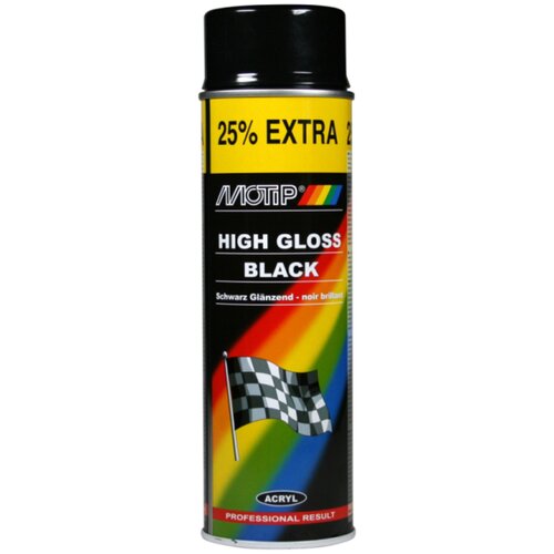 Краска MOTIP универсальная акриловая, черный, глянцевая, 500 мл, 1 шт. грунт стандартный акриловый черный 500 мл motip