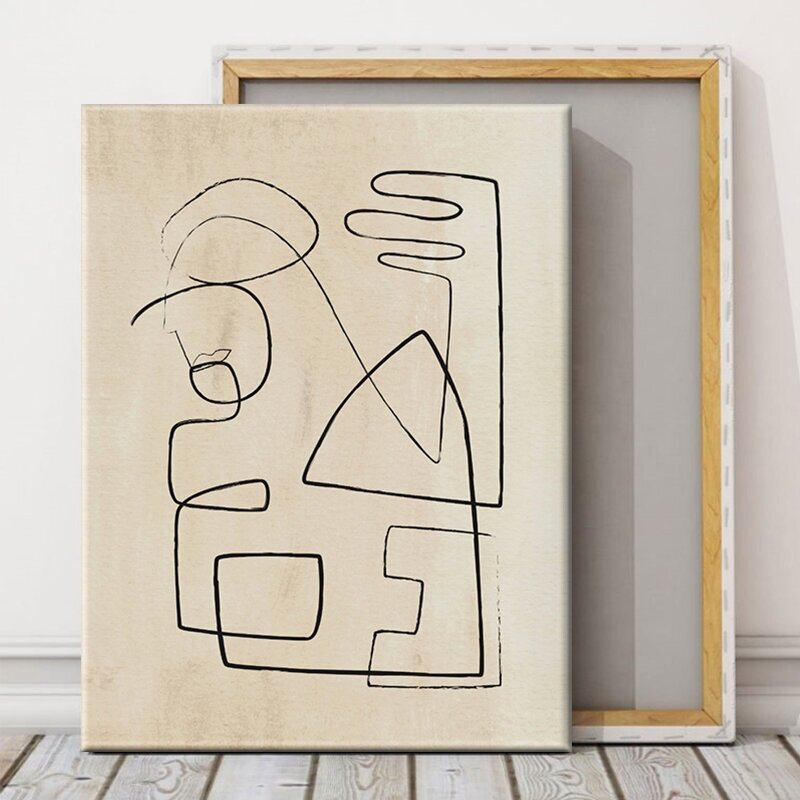 Картина на холсте 50х70 см "Пикассо, абстрактные рисунки", Большая картина для интерьера на стену, на подрамнике