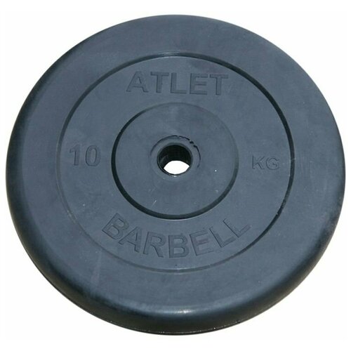фото Диск atlet 31 мм, 10 кг, обрезиненный, черный mb barbell