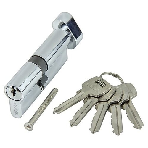 Цилиндр стальной MARLOK ЦМВ 90(40/50В)-5К, английский ключ/вертушка CP (хром) цилиндр алюминиевый marlok цм 68 мм 50 la02 50 l76 5к английский ключ ключ cp хром