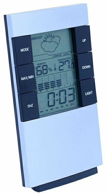 Цифровой термометр гигрометр, часы - метеостанция CX-506 с подсветкой и будильником - фотография № 2