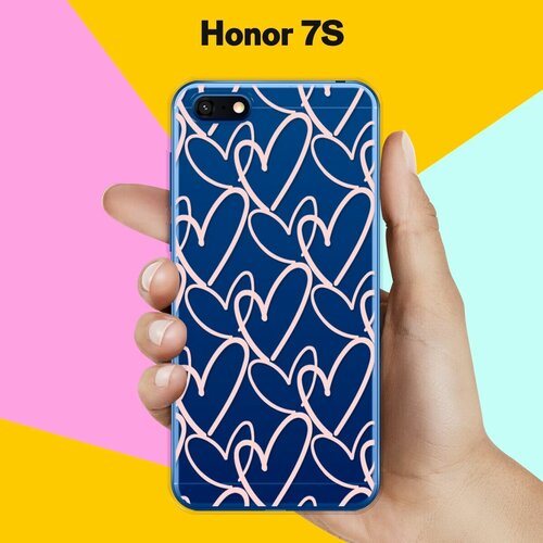 Силиконовый чехол Сердца на Honor 7S силиконовый чехол синие листья на honor 7s