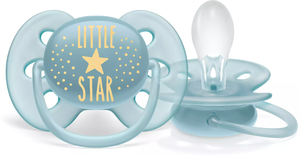 Philips Avent Пустышка ultra soft Little Star для мальчика 6-18 мес 1 шт в комплекте с футляром для хранения и стерилизации