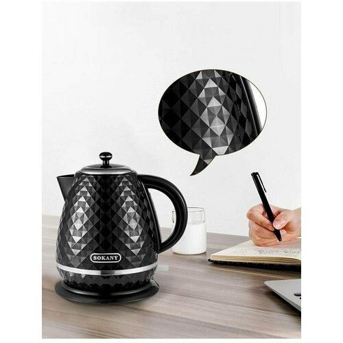Стильный электрический чайник Sk-103217 л2200 Втсъемный фильтравтоматическое отключениеиндикатор питаниячерный 226000₽