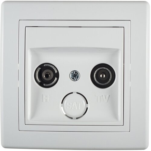 Розетка телевизионная с рамкой Aling-conel 612P.000 проходная TV-FM скрытая установка белая