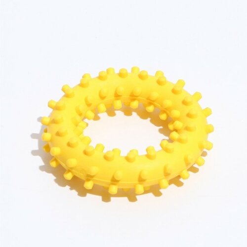 Игрушка Кольцо с шипами №2, 6,8 см, жeлтая 1 шт игрушка для собак виниловая кольцо с шипами 11 см mr pet ут 038967 1 шт