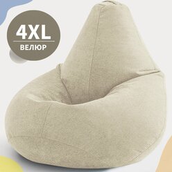 Кресло-мешок Груша, MyPuff,размер XXXХL-Комфорт, мебельный велюр, латте