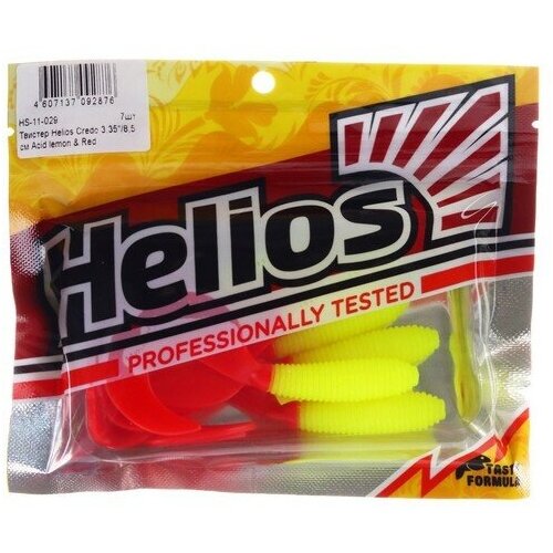 Твистер Helios Credo Acid lemon & Red, 8.5 см, 7 шт. (HS-11-029) 9633115