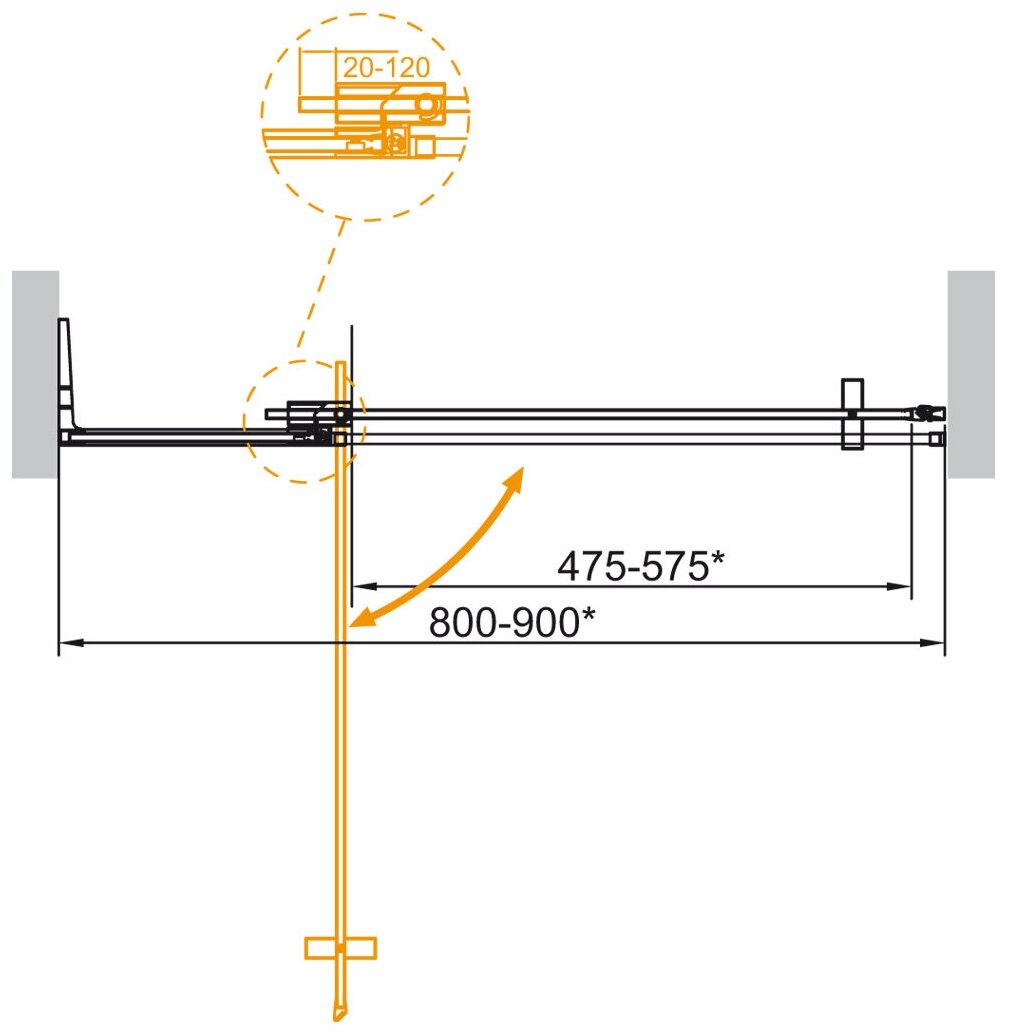 Душевая дверь в нишу Cezares SLIDER-B-1-80/90-C-NERO - фотография № 15