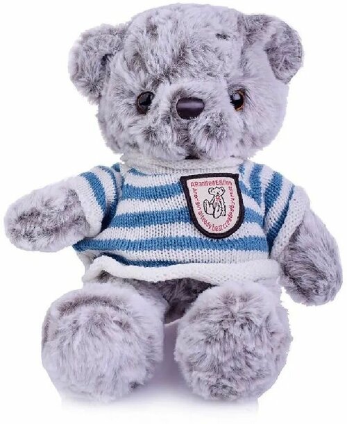 Мягкая игрушка плюшевый серый медведь в одежде 30 см, подарок для девочки и для мальчика, JRK12829