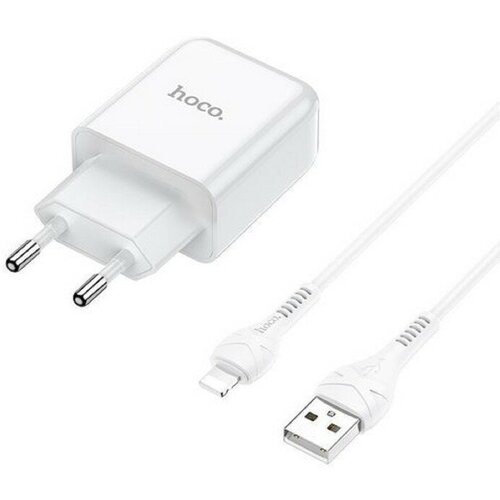 Сетевое зарядное устройство Hoco N2, 1хUSB, 2 А, кабель Lightning, 1 м, белое сетевое зарядное устройство hoco n2 1хusb 2 а кабель lightning 1 м белое