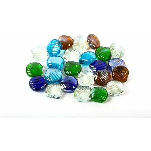 Камни стеклянные 340г №03 ракушка 25x28мм 