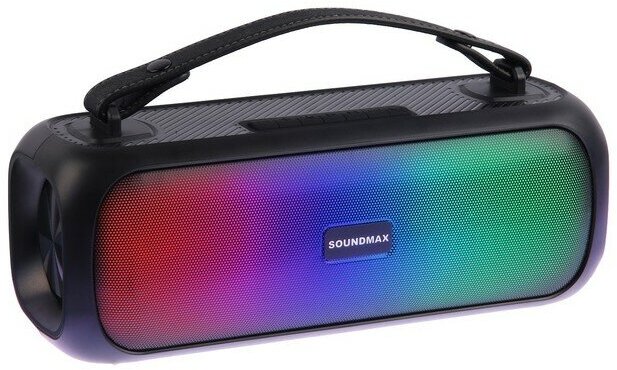 SOUNDMAX Портативная колонка Soundmax SM-PS5081B, 30 Вт, 3600мАч, FM, BT, USB, TWS, подсветка, черная