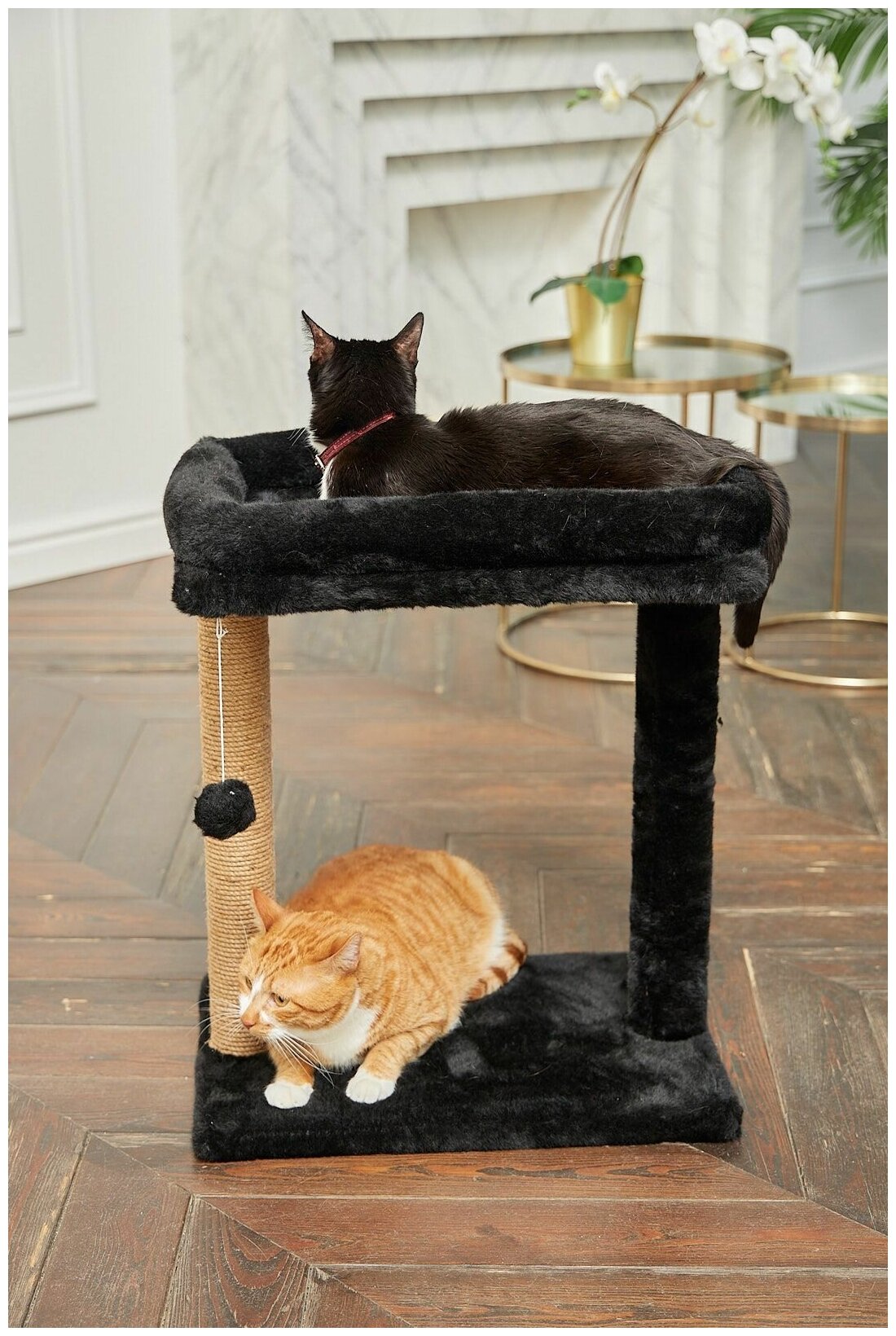 Когтеточка для кошки с бортиком большим лежаком 50х35см, столбик 50см "Вау Биг" бриси - фотография № 6