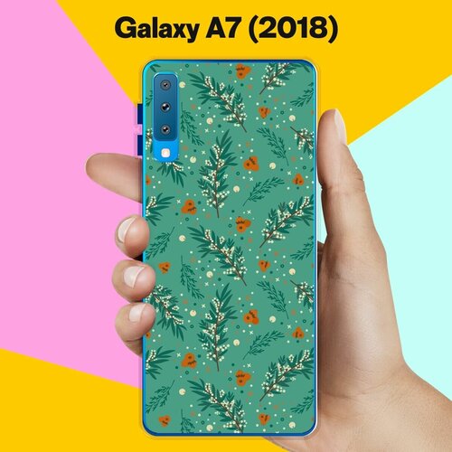 Силиконовый чехол на Samsung Galaxy A7 (2018) Узор новогодний / для Самсунг Галакси А7 2018