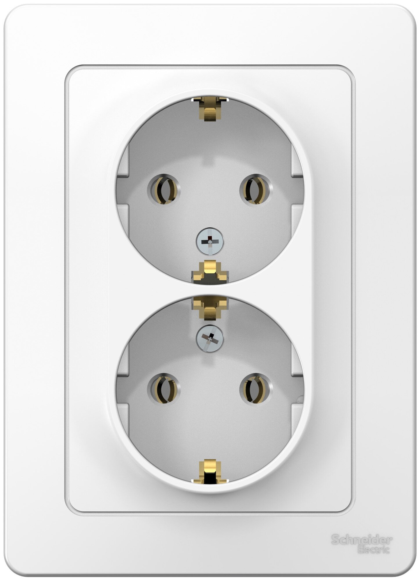 Розетка скрытой установки двойная с заземляющим контактом без шторок 16A 250В Blanca Schneider Electric BLNRS001021, Белый