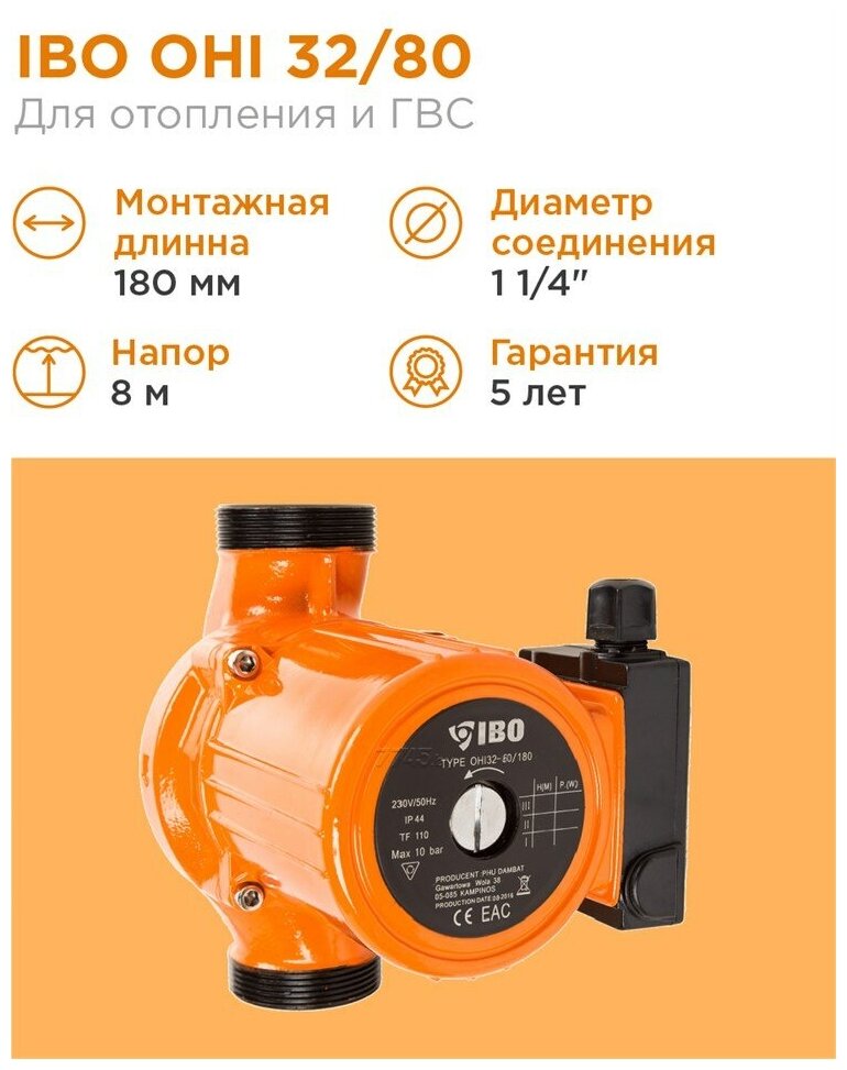 Циркуляционный насос IBO OHI 32-80/180