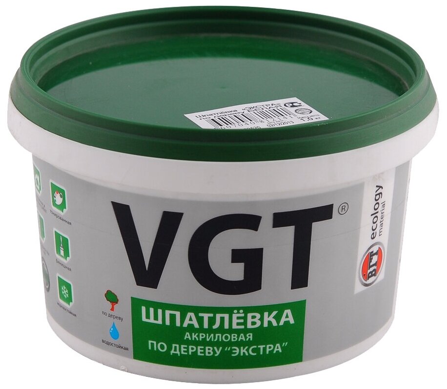 Шпатлевка акриловая по дереву VGT Экстра (1кг) белый