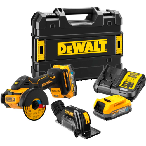 Аккумуляторная многофункциональная мини-циркулярная пила DeWalt DCS438E2 (+2 АКБ 1,7 А/ч, ЗУ, Кожух, TSTAK)