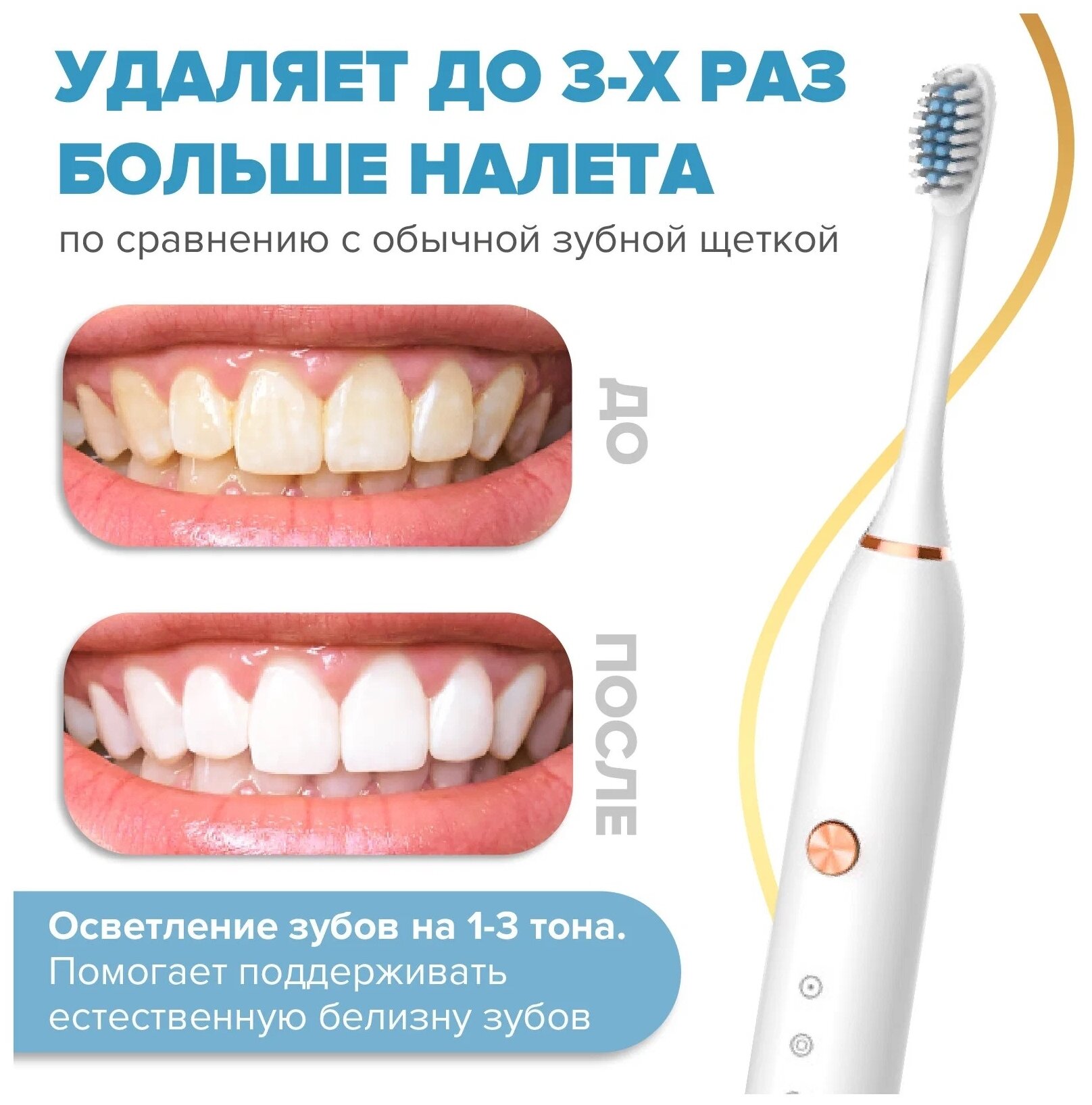 Ультразвуковая электрическая зубная щетка Evo-Beauty UltraSonic Care +,белая, щетка зубная для детей и взрослых - фотография № 2