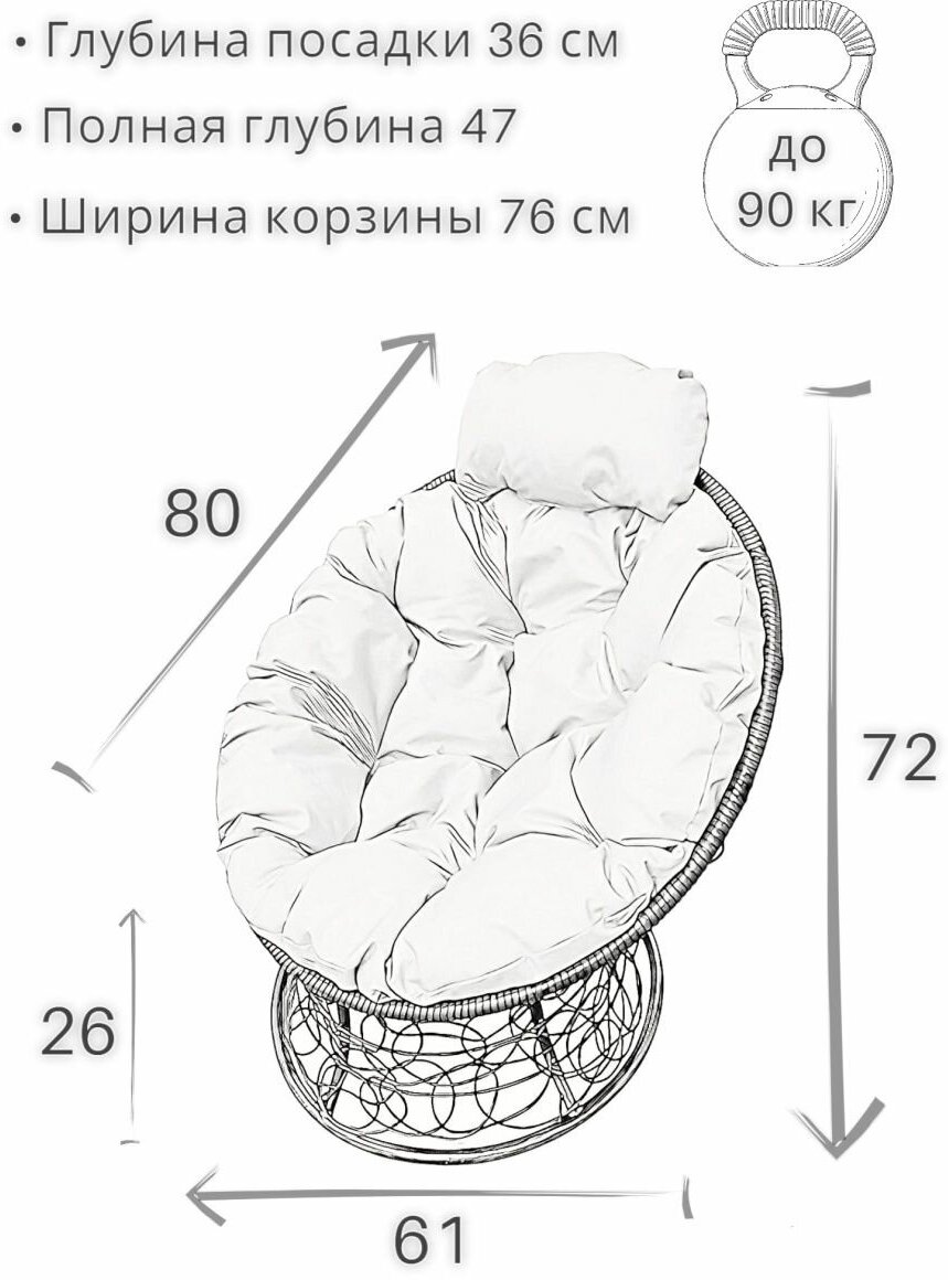 Кресло для дома и сада с ротангом и пружинкой - фотография № 3